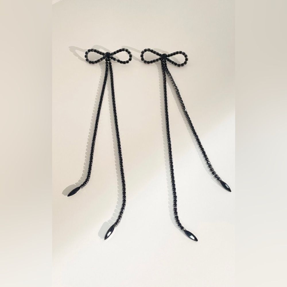 Zara Black Bow Dangle Hair Accessories